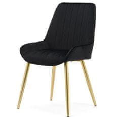 Greatstore Fotelj Panton iz črnega žameta na zlatih nogah