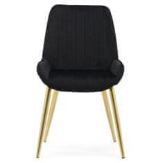 Greatstore Fotelj Panton iz črnega žameta na zlatih nogah