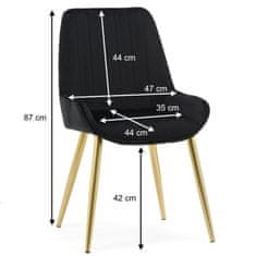 Greatstore Fotelj Panton iz črnega žameta na zlatih nogah
