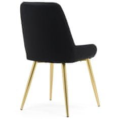 Greatstore Fotelj Panton iz črnega žameta na zlatih nogah