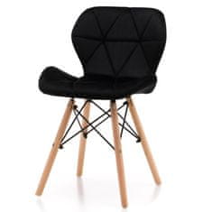 Greatstore Skandinavski stol črni velur DANTE