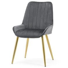 Greatstore Fotelj Panton iz sivega velurja na zlatih nogah