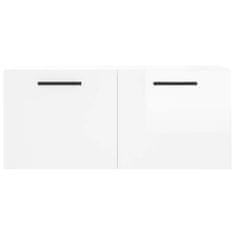 Vidaxl Stenska omarica visok sijaj bela 80x36,5x35 cm inženirski les