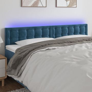 Vidaxl vidaXL Vzglavje postelje z LED diodo temno modro 160x5x78/88 cm žametno