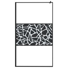 Vidaxl Pregrada za tuš s polico črna 115x195 cm ESG steklo in aluminij