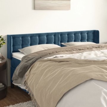 Vidaxl vidaXL Vzglavje s krilci temno modro 163x16x78/88 cm žamet