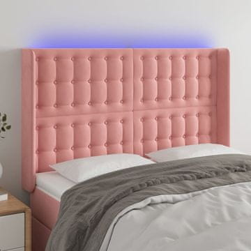 Vidaxl vidaXL Vzglavje postelje z LED svetlobo roza 147x16x118/128 cm žamet
