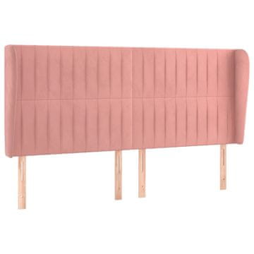 Vidaxl Vzglavje z ušesi roza 163x23x118/128 cm žamet