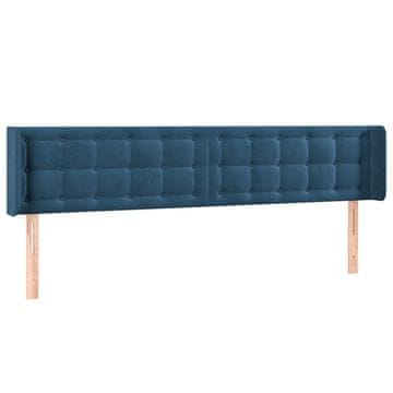 Vidaxl Vzglavje z ušesi temno modro 163x16x78/88 cm žamet