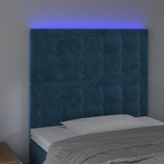 Vidaxl LED posteljno vzglavje temno modro 90x5x118/128 cm žamet