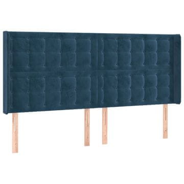 Vidaxl Vzglavje z ušesi temno modro 163x16x118/128 cm žamet