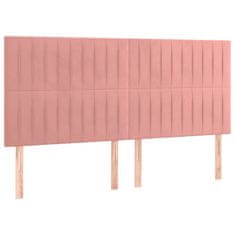 Vidaxl Box spring postelja z vzmetnico LED roza 160x200 cm žamet