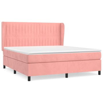 Vidaxl Box spring postelja z vzmetnico roza 160x200 cm žamet
