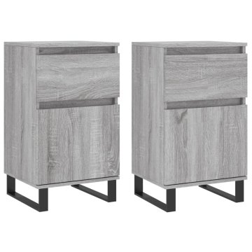 Vidaxl Komoda 2 kosa siva sonoma 40x35x70 cm inženirski les