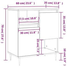 Vidaxl Komoda rjav hrast 60x35x70 cm inženirski les