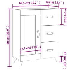Vidaxl Komoda bela 69,5x34x90 cm inženirski les