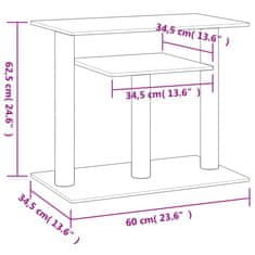 Vidaxl Mačji praskalnik s ploščadjo temno siv 62,5 cm