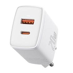 BASEUS Baseus Compact Quick Charger, USB, USB-C, 20W (bela)
