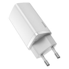 BASEUS Baseus GaN2 Lite omrežni polnilnik, USB + USB-C, 65W, EU (bela)