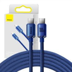 BASEUS Crystal Shine kabel USB-C do USB-C, 100 W, 1,2 m (moder)