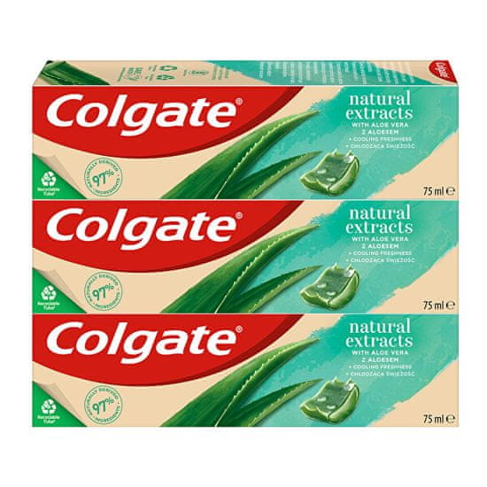 Colgate Zobna pasta z naravnimi izvlečki Natura l s Aloe Vera 3 x 75 ml