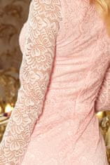 Numoco Ženska čipkasta obleka Cadwan pastelno roza S