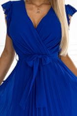 Numoco Ženska cvetlična obleka Polina kraljevsko modra L