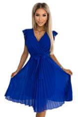 Numoco Ženska cvetlična obleka Polina kraljevsko modra XL