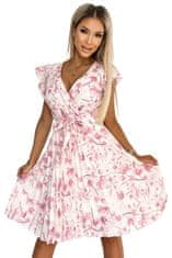 Numoco Ženska cvetlična obleka Polina cvetlično roza XL