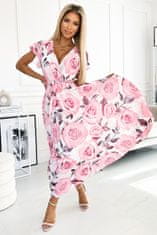 Numoco Ženska cvetlična obleka Lisa belo-roza Universal