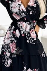 Numoco Ženska cvetlična obleka Martina črna in roza Universal