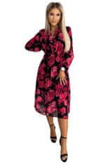 Numoco Ženska cvetlična obleka Carla črno-rdeča Universal