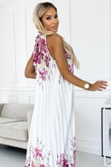 Numoco Ženska cvetlična obleka Ester belo-roza Universal