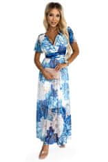 Numoco Ženska cvetlična obleka Cinzia modra Universal