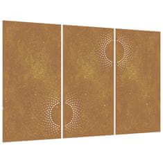 Vidaxl Vrtna stenska dekoracija 3 kosi 105x55 cm corten jeklo sonce