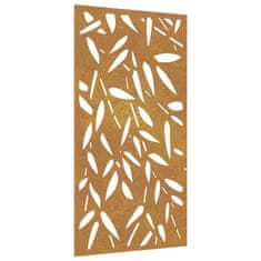Vidaxl Vrtna stenska dekoracija 105x55 cm corten jeklo bambusovi listi