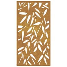 Vidaxl Vrtna stenska dekoracija 105x55 cm corten jeklo bambusovi listi