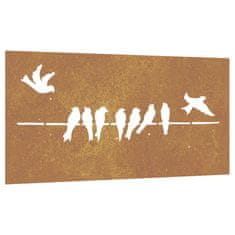 Vidaxl Vrtna stenska dekoracija 105x55 cm corten jeklo ptice