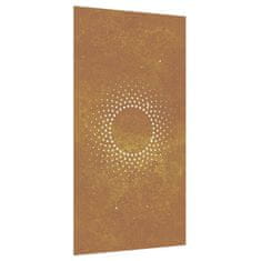 Vidaxl Vrtna stenska dekoracija 105x55 cm corten jeklo sonce