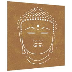 Vidaxl Vrtna stenska dekoracija 55x55 cm corten jeklo glava Bude