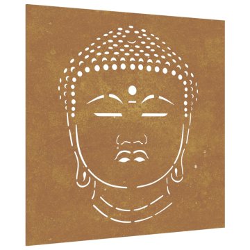 Vidaxl Vrtna stenska dekoracija 55x55 cm corten jeklo glava Bude