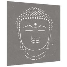 Vidaxl Vrtna stenska dekoracija 55x55 cm corten jeklo glava Bude