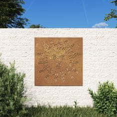 Vidaxl Vrtna stenska dekoracija 55x55 cm corten jeklo sonce