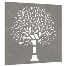 Vidaxl Vrtna stenska dekoracija 55x55 cm corten jeklo drevo