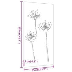 Vidaxl Vrtna stenska dekoracija 105x55 cm corten jeklo cvetlice