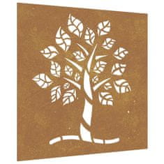 Vidaxl Vrtna stenska dekoracija 105x55 cm corten jeklo drevo