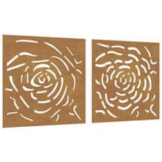 Vidaxl Vrtne stenske dekoracije 2 kosa 105x55 cm corten jeklo vrtnica