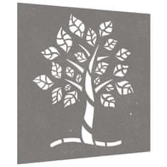 Vidaxl Vrtna stenska dekoracija 105x55 cm corten jeklo drevo