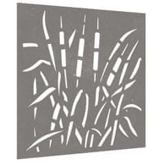 Vidaxl Vrtna stenska dekoracija 55x55 cm corten jeklo trava