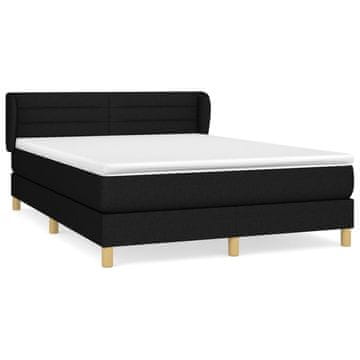 Vidaxl Box spring posteljni z vzmetnico črn 140x190 cm blago